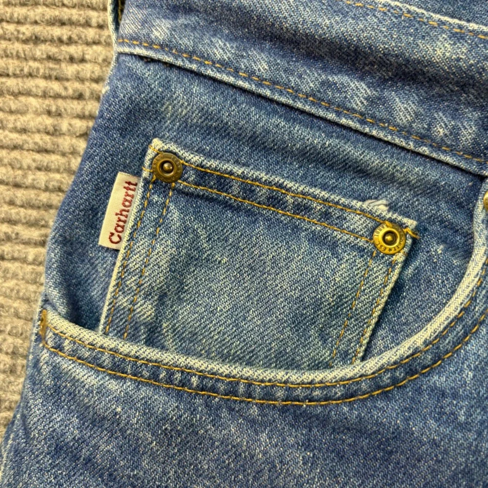 Carhartt Flannel Lined Relaxed Fit Straight Leg Jeans Mens 38x31 Blue Denim